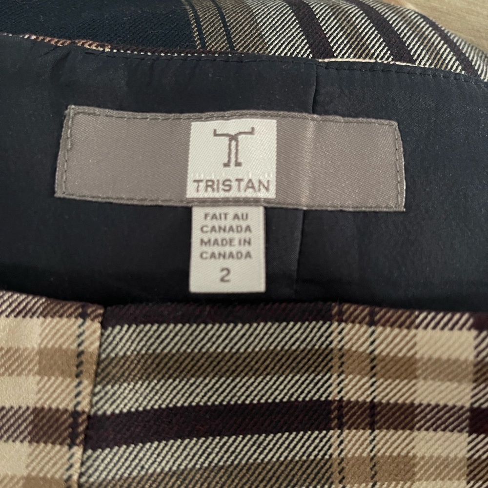 Tristan Checkered Midi Skirt in Brown and Cream
